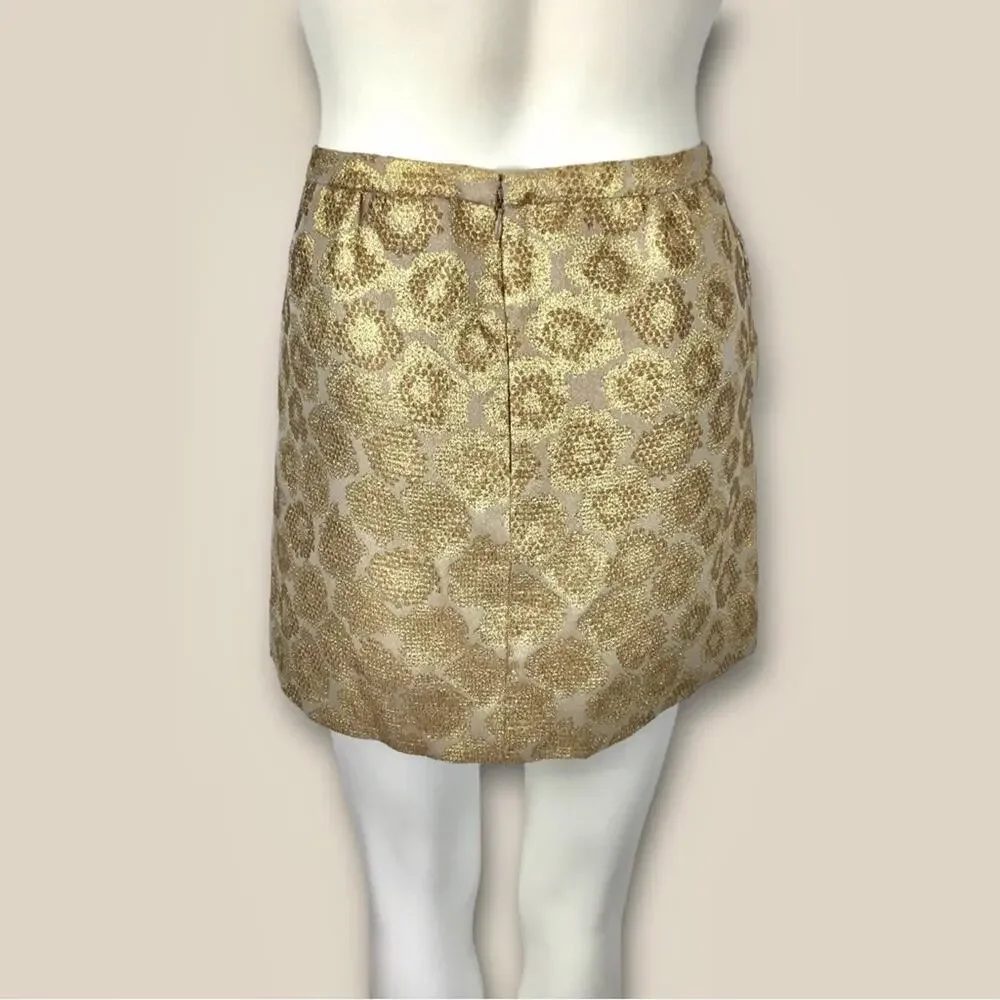 J. Crew Gold Metallic Mini Skirt Festive Size 2
